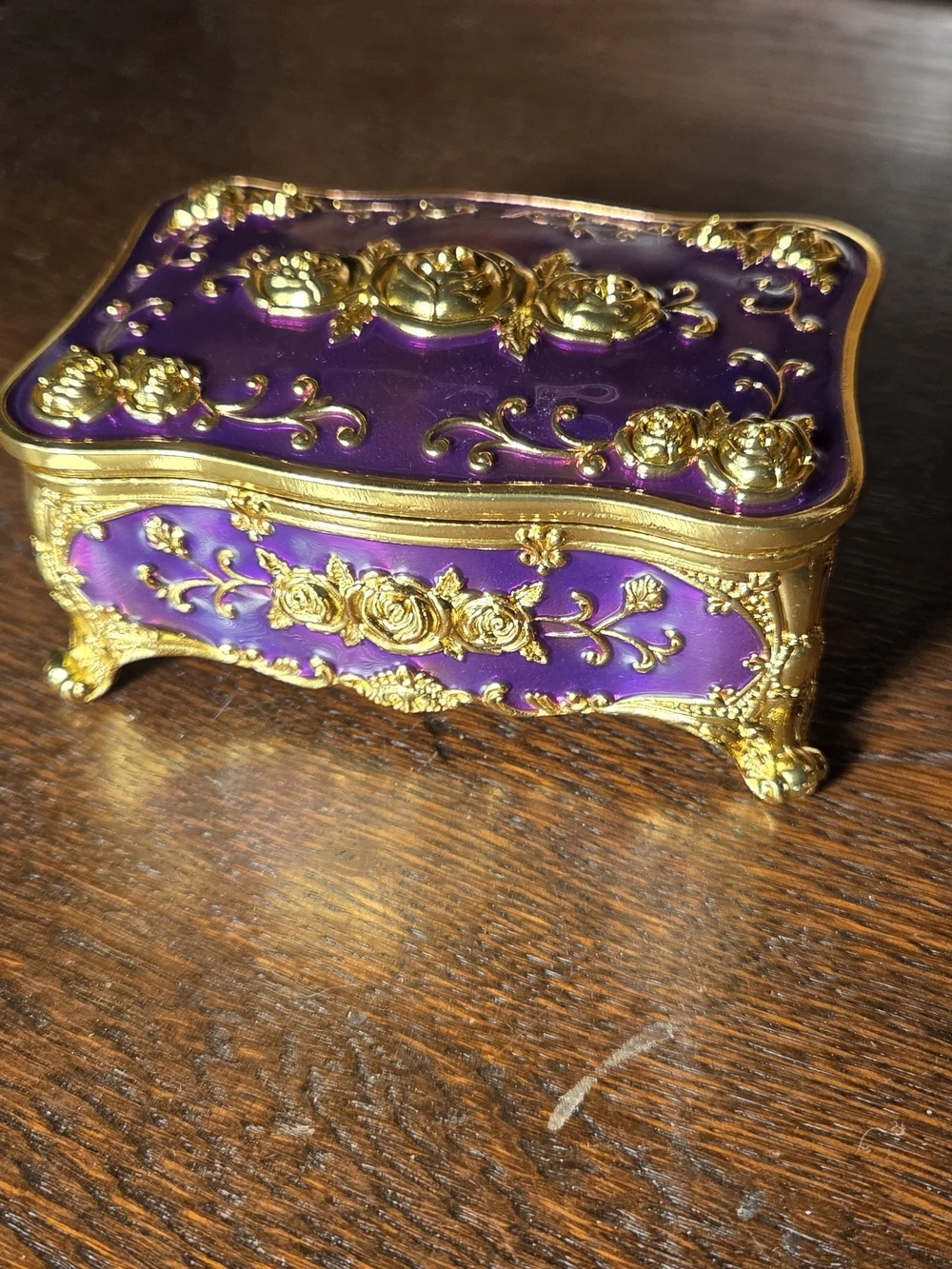 Purple and Gold Ornate Decorative Jewelry Music Box